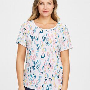 be stage womens oversized colorful short sleeve pullover top size S